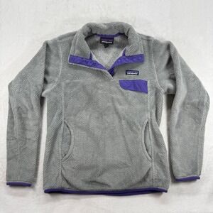 Patagonia Fleece Re-Tool Snap-T Pullover Gray Purple Polartec‎ Thermal Pro S